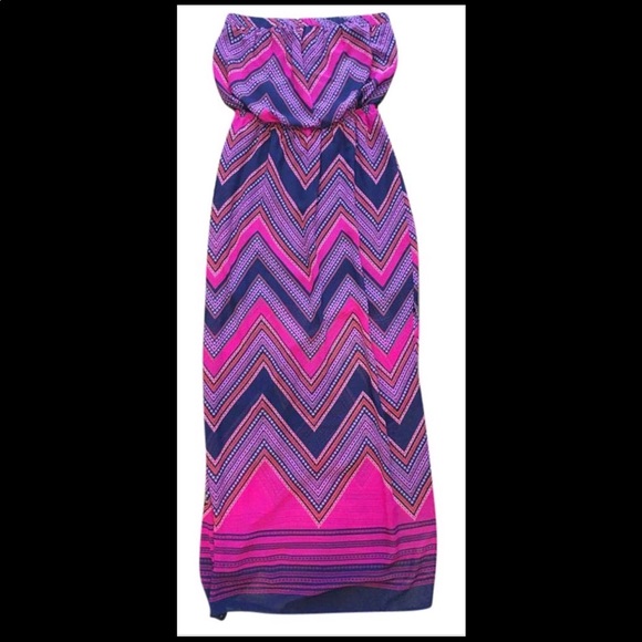 Express Dresses & Skirts - NWT: express mulitcolored strapless sheer maxi